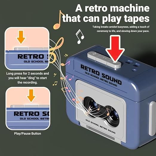 Mini Retro Cassette Recorder Keychain with Sound G830
