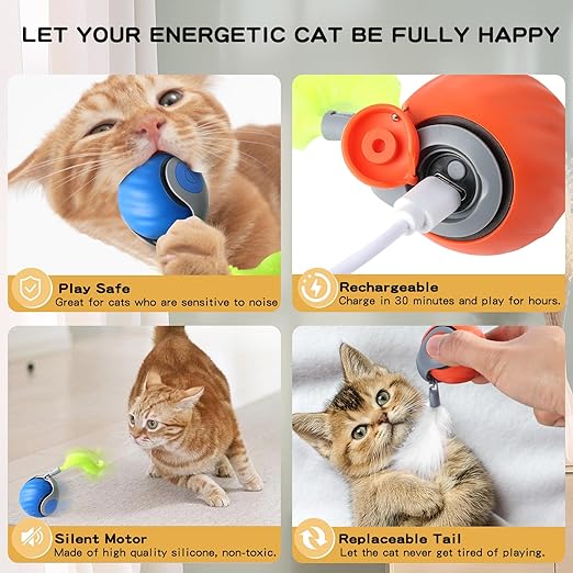 Automatic Cat Teaser Ball Self Moving Ball For Pet G8674