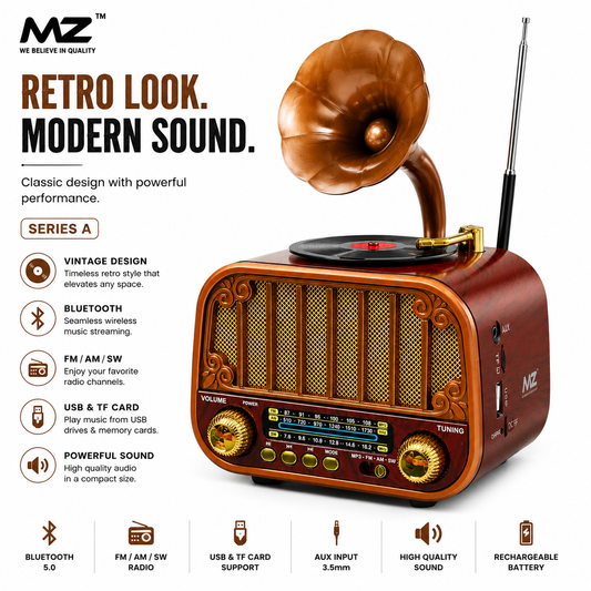 Classic Gramophone & Retro Radio Vintage Wireless Speaker T122