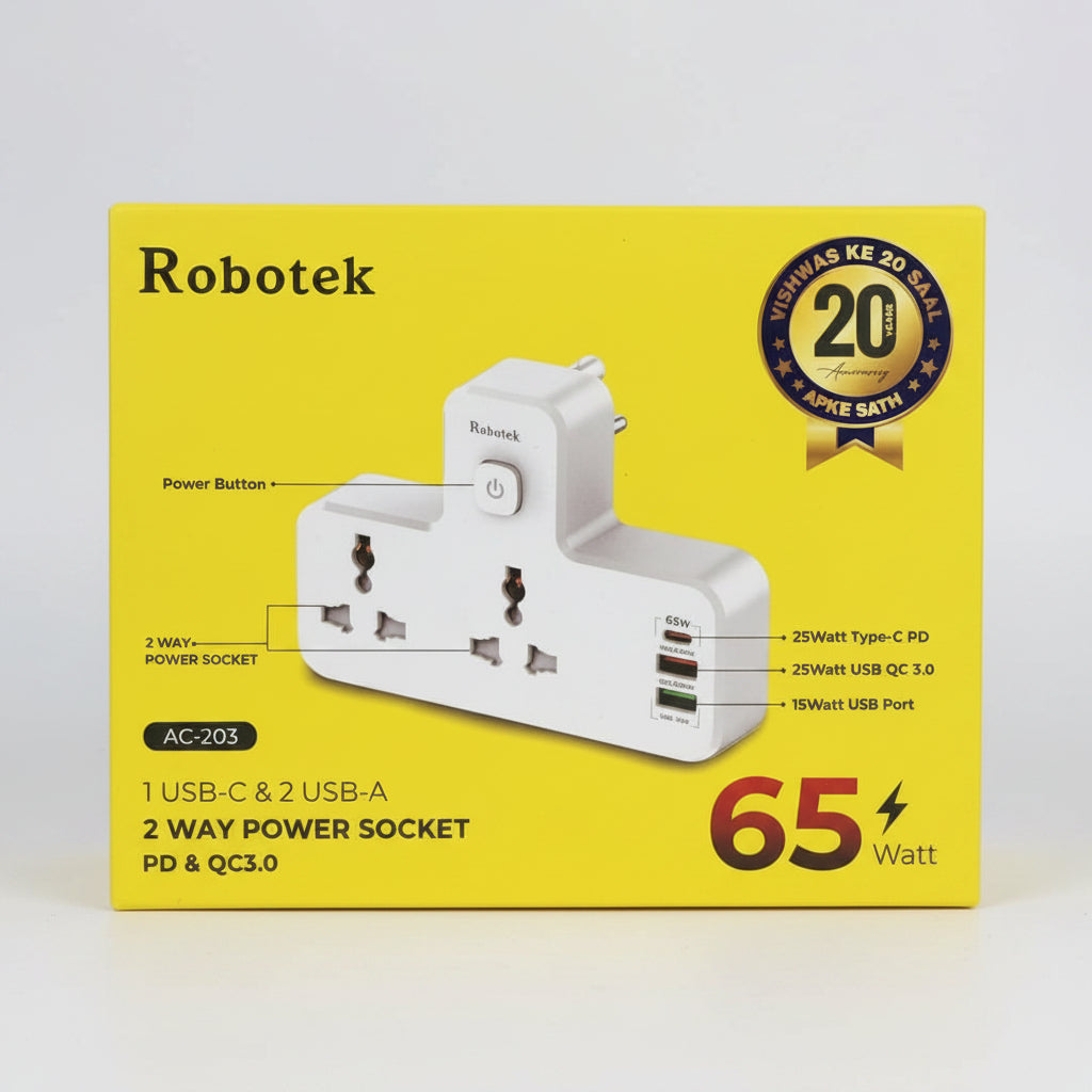 Robotek 65W Power Socket with USB-C PD & QC 3.0 Z887