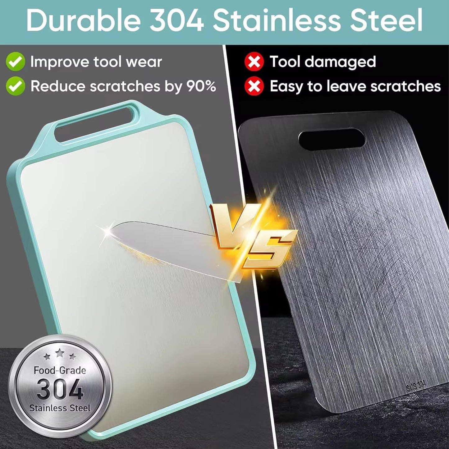 2-in-1 Premium Stainless Steel Chopping Board TR3904
