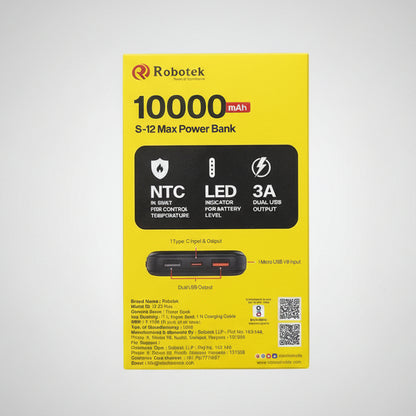 Robotek S-12 Max 10000mAh Fast Charging Power Bank Z975
