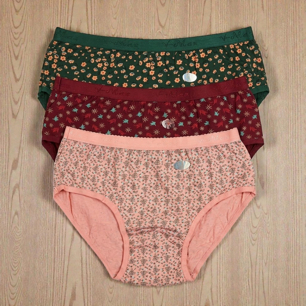 Women's V-Max Printed Everyday Comfort Briefs 3-Pack (80) L539