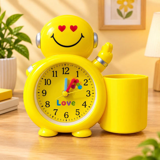 Cute Yellow Love Alarm Clock with Attached Mug M-637