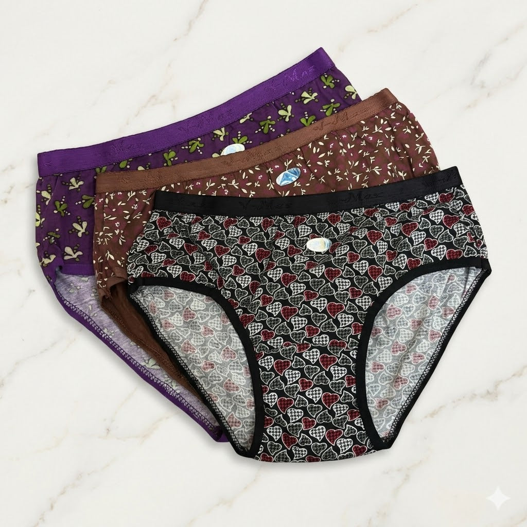 Women's V-Max Printed Everyday Comfort Briefs 3-Pack (80) L539