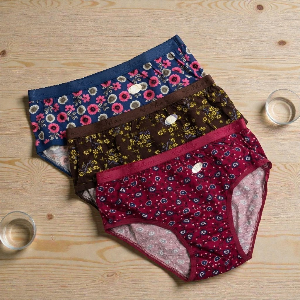 Women's V-Max Printed Everyday Comfort Briefs 3-Pack (80) L539