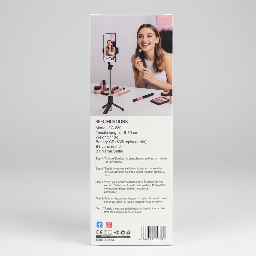 Fitgear Mini Selfie Stick with Bluetooth Remote & Tripod Z102