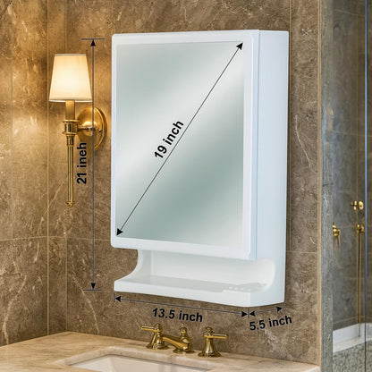 White mirror cabinet with secure storage TR1269