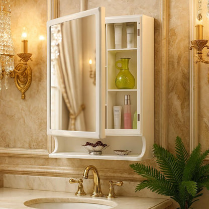 White mirror cabinet with secure storage TR1269