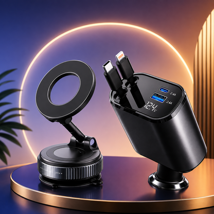 Combo Magnetic Phone Holder + Fast Car Charger H150