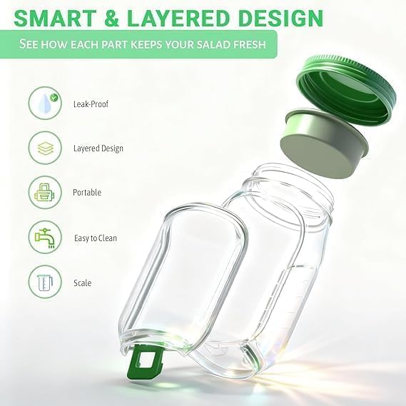Portable Salad Container for Lunch Salad Container with Dressing Cup G888