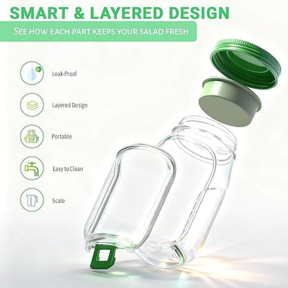 Portable Salad Container for Lunch Salad Container with Dressing Cup G888