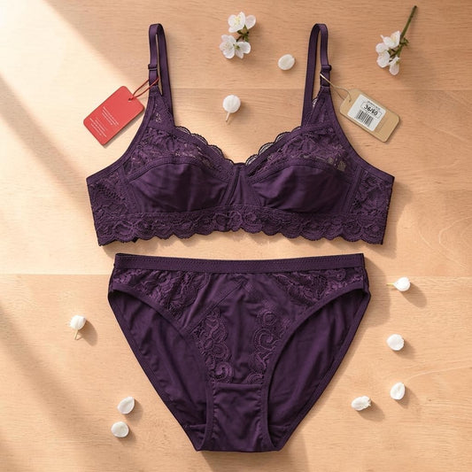 Women's Premium Floral Lace Lingerie Set (Size-80) L9903