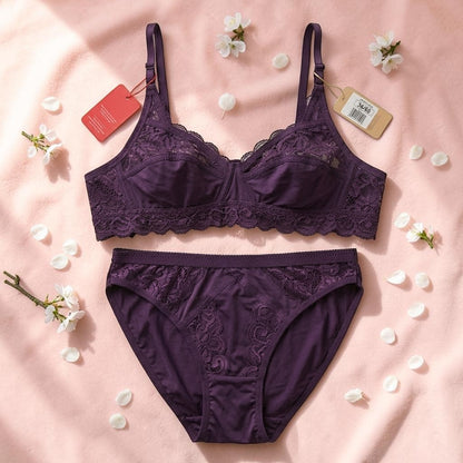 Women's Premium Floral Lace Lingerie Set (Size-90) L9902