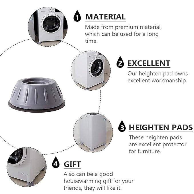 Washing Machine Vibration Pads, Floor Trays, Refrigerator Stand (4 Pcs Set) DS103803