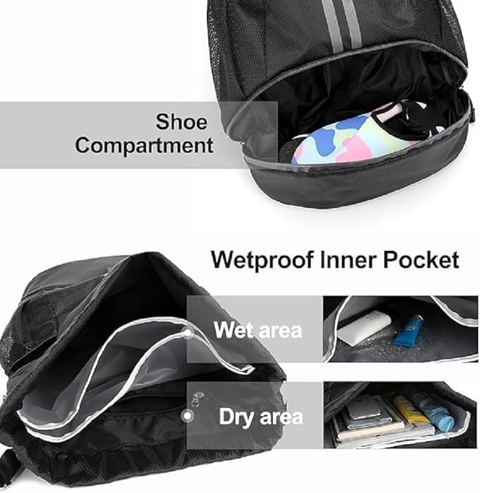 String Swim Gym Bag with Shoes Compartment and Wet Proof Pocket G996
