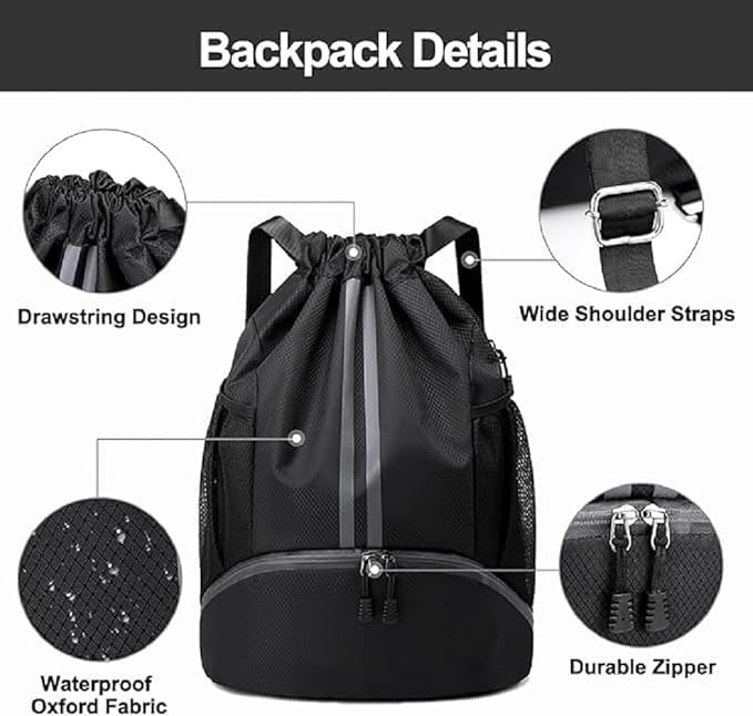 String Swim Gym Bag with Shoes Compartment and Wet Proof Pocket G996