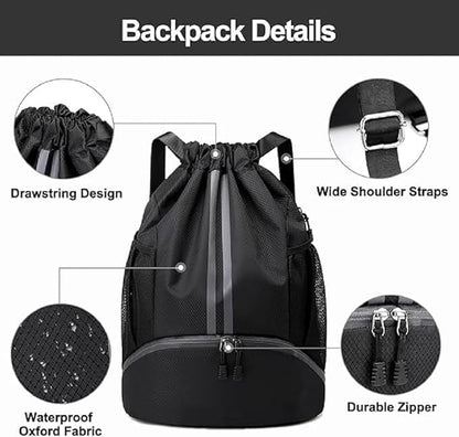 String Swim Gym Bag with Shoes Compartment and Wet Proof Pocket G996