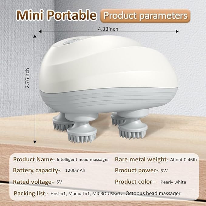 Hair Scalp Rechargeable Electric Head Kneading Massager G6610
