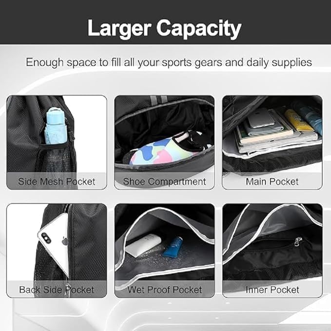 String Swim Gym Bag with Shoes Compartment and Wet Proof Pocket G996