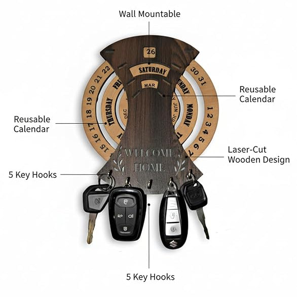 Calendar with Key Holder for Office  Home Perpetual TR6569