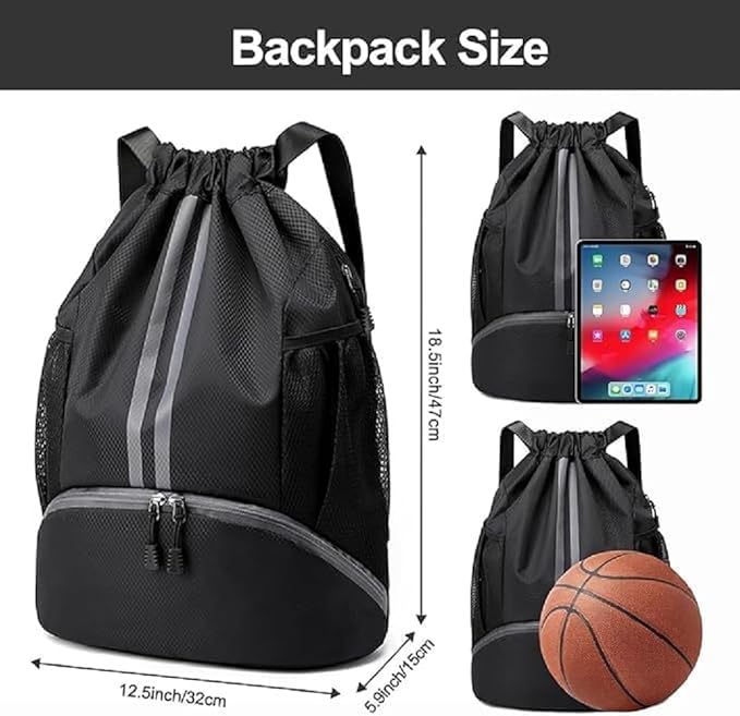 String Swim Gym Bag with Shoes Compartment and Wet Proof Pocket G996