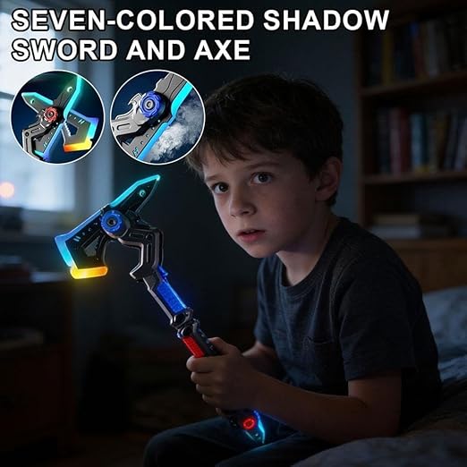 7 Color Changing Light  Sound & Vibration Action Toy LED Light-up Blade Axe G7712