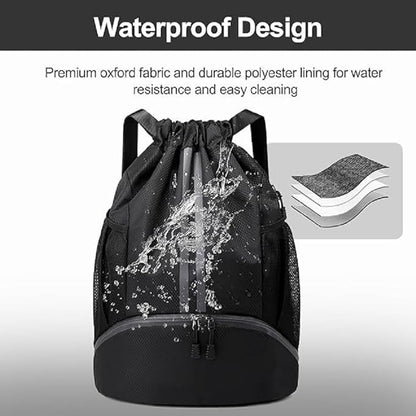String Swim Gym Bag with Shoes Compartment and Wet Proof Pocket G996