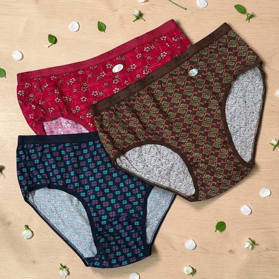 Women's V-Max Printed Everyday Comfort Briefs 3-Pack (90) L538