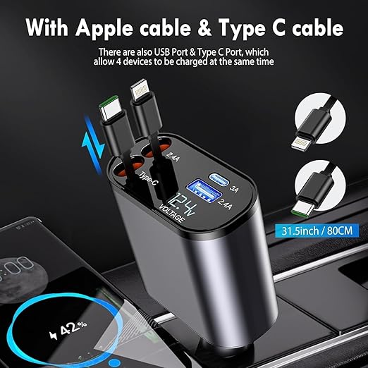 180° Adjustable Type C & iPhones Car Adapter TR8078