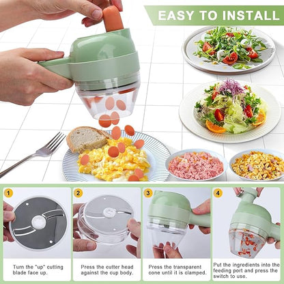 4 In 1 Hand held Vegetable Cutter New Electric Chopper G5578