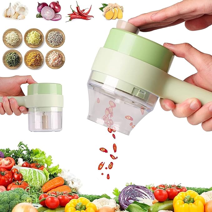 4 In 1 Hand held Vegetable Cutter New Electric Chopper G5578