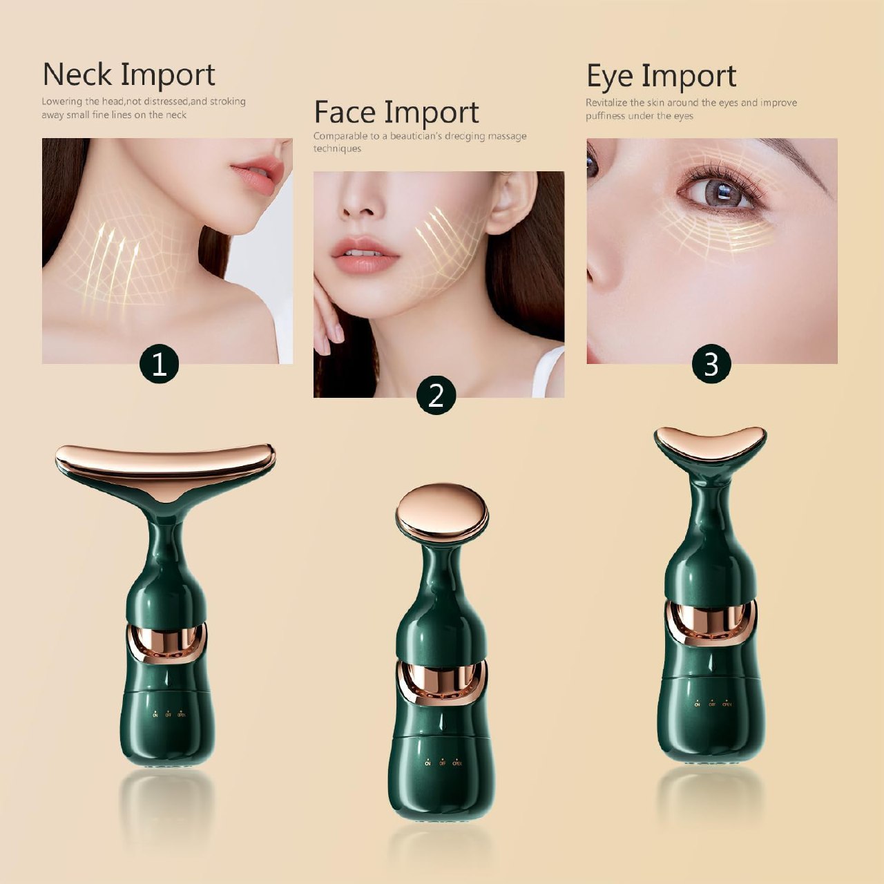 3 in 1 Anti Wrinkles Face Neck Eyes Massager TR5523