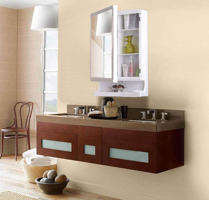 White mirror cabinet with secure storage TR1269