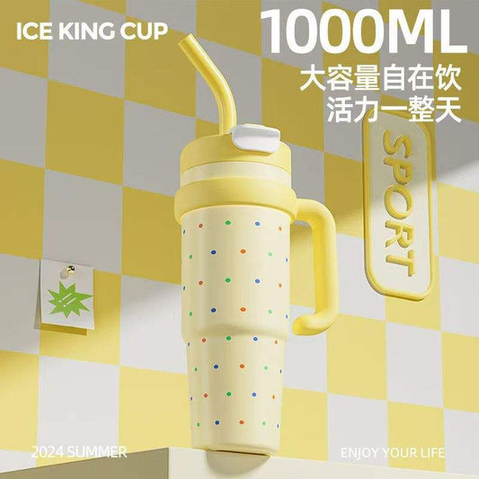 1000 ML Bing Ba Large Capacity Straw Thermos Cup TR1640