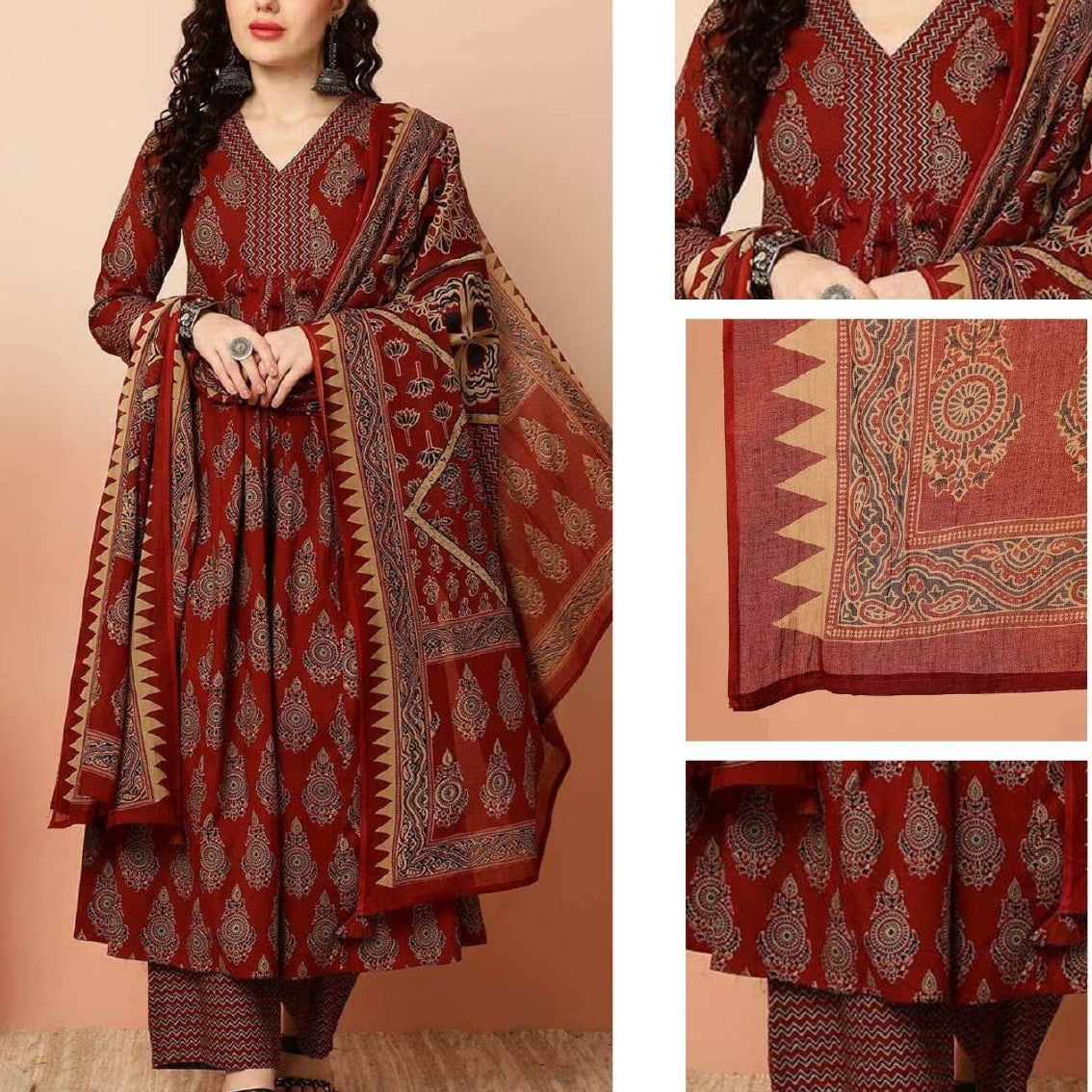 Women's Elegant Traditional Prints with Dupatta Set F920