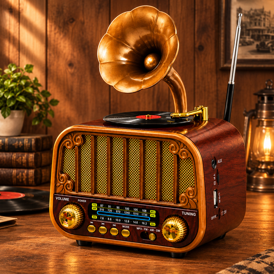 Classic Gramophone & Retro Radio Vintage Wireless Speaker T122