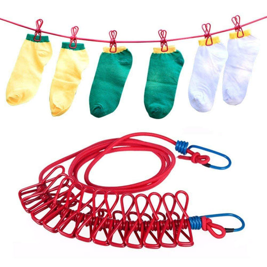 Portable Multi Functional Drying Rope with 12 Clips 1.8m TR8790