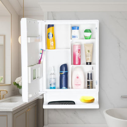 White mirror cabinet with secure storage TR1269