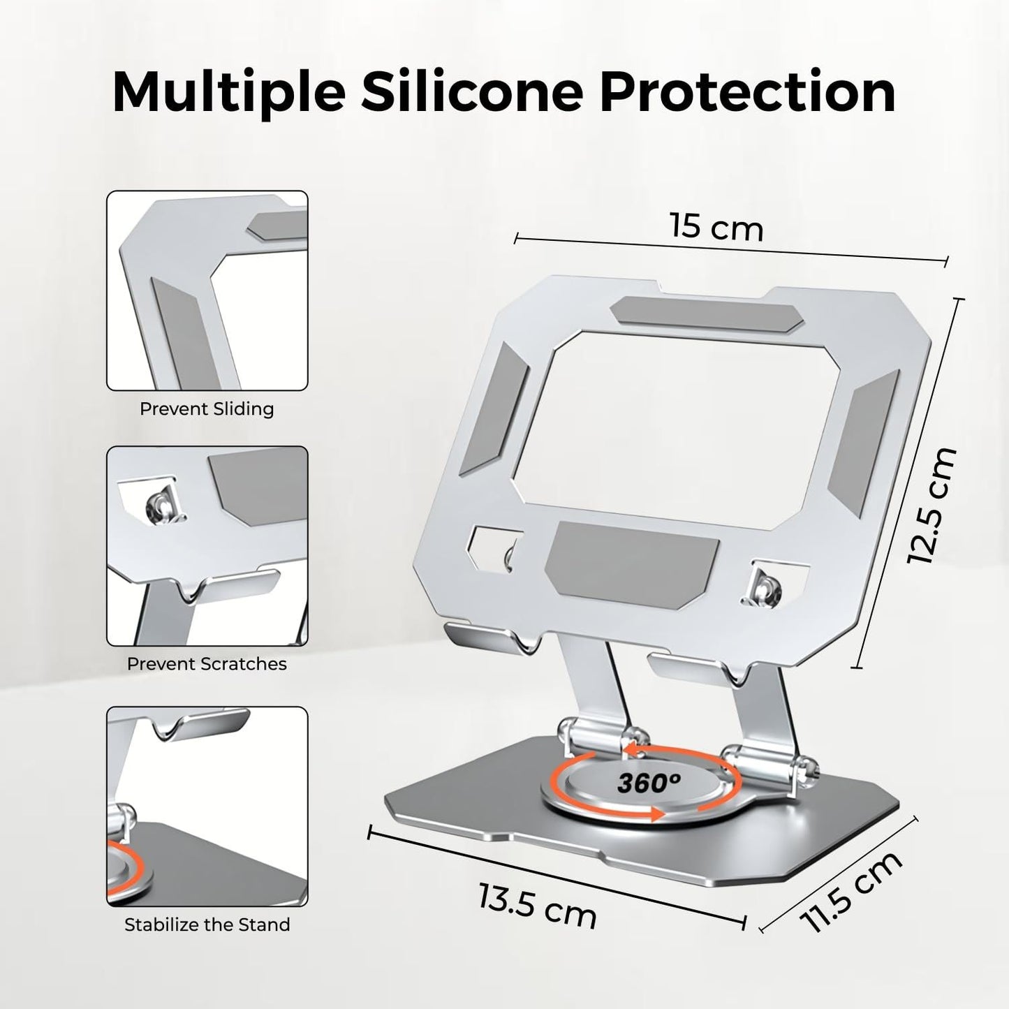 Aluminium Tablet Stand Holder with 360° Rotating Base TR778