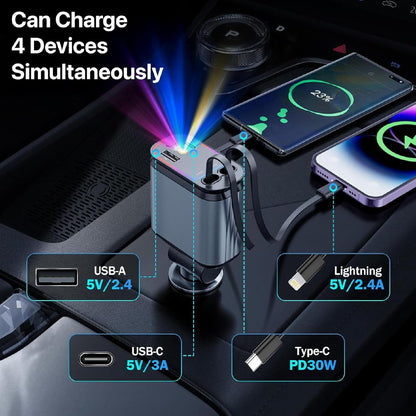 4 in 1 Car Charger 66W Dual USB Port TR757