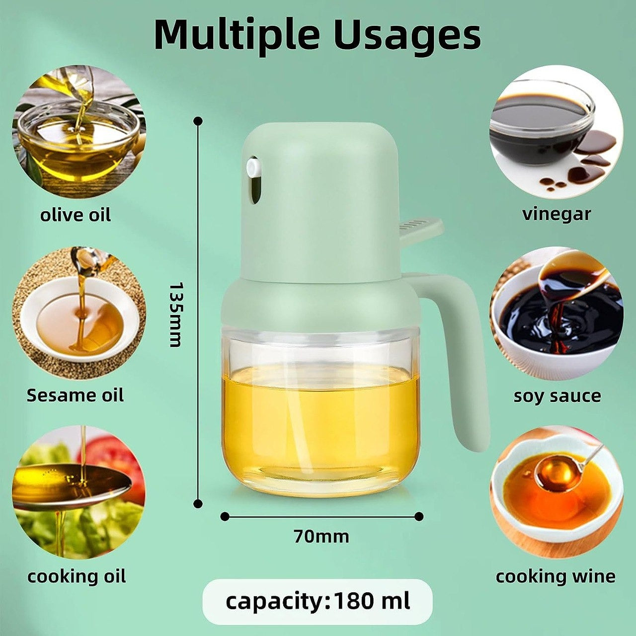 180ml Glass Oil Dispenser Bottle Spray TR3497