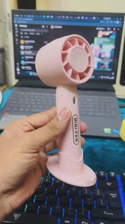 Sleek Pastel Pink Pocket Turbine Fan H557